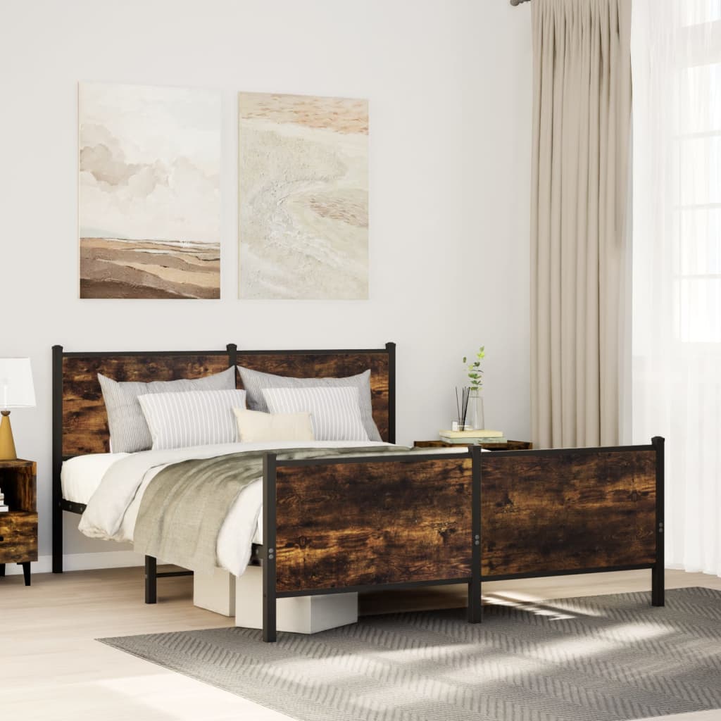 sengeramme uden madras 160x200 cm metal røget egetræsfarve