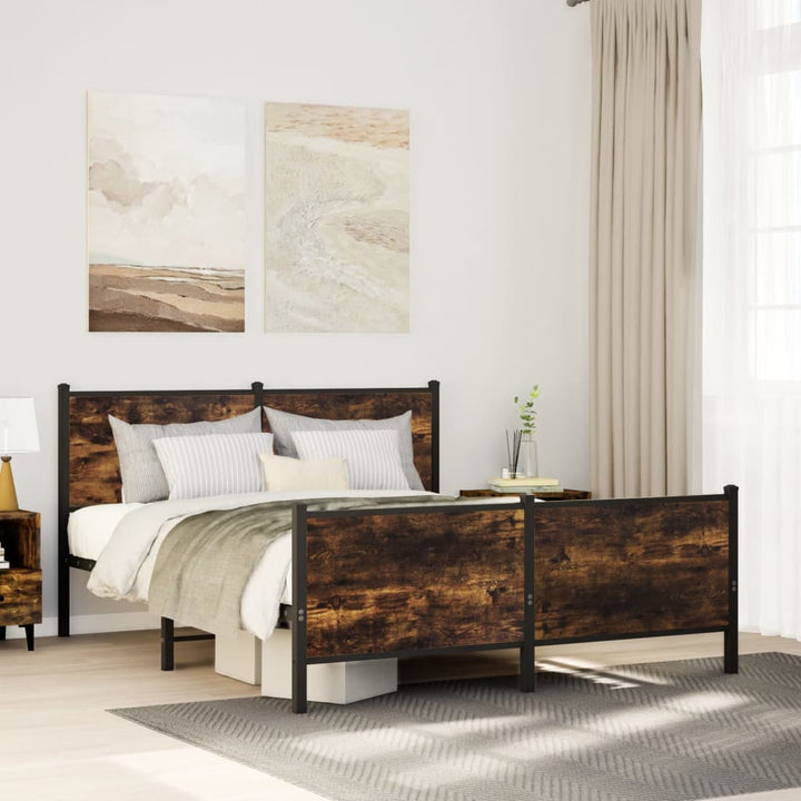 sengeramme uden madras 160x200 cm metal røget egetræsfarve