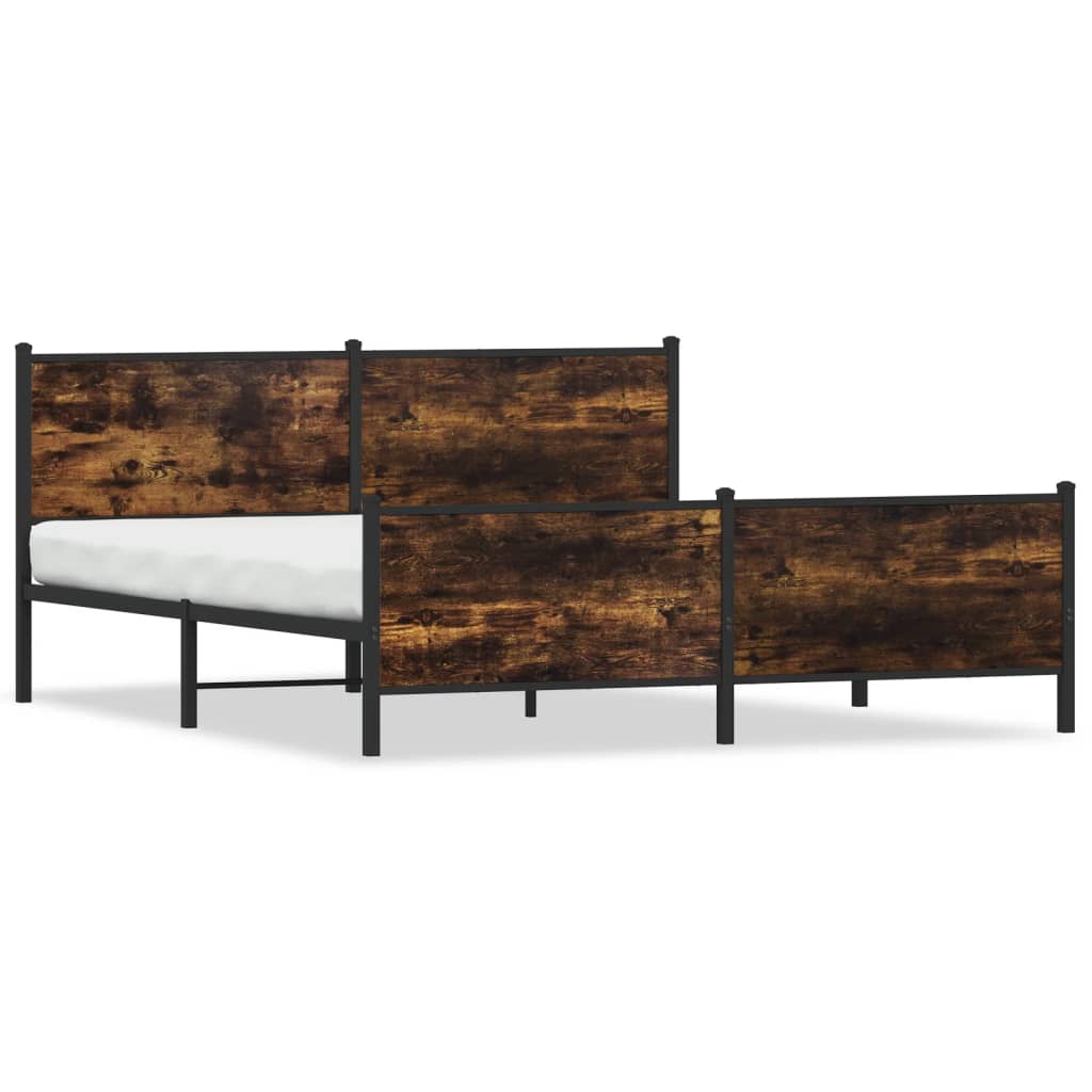 sengeramme uden madras 183x213 cm metal røget egetræsfarve