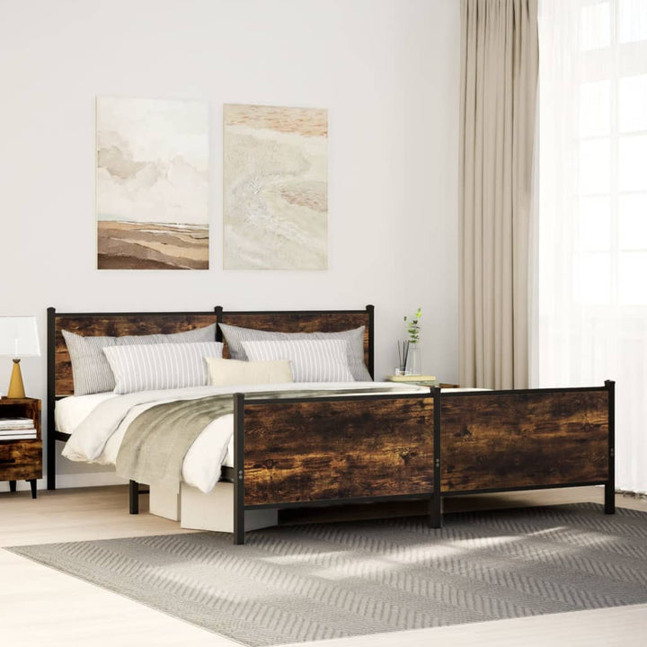 sengeramme uden madras 183x213 cm metal røget egetræsfarve