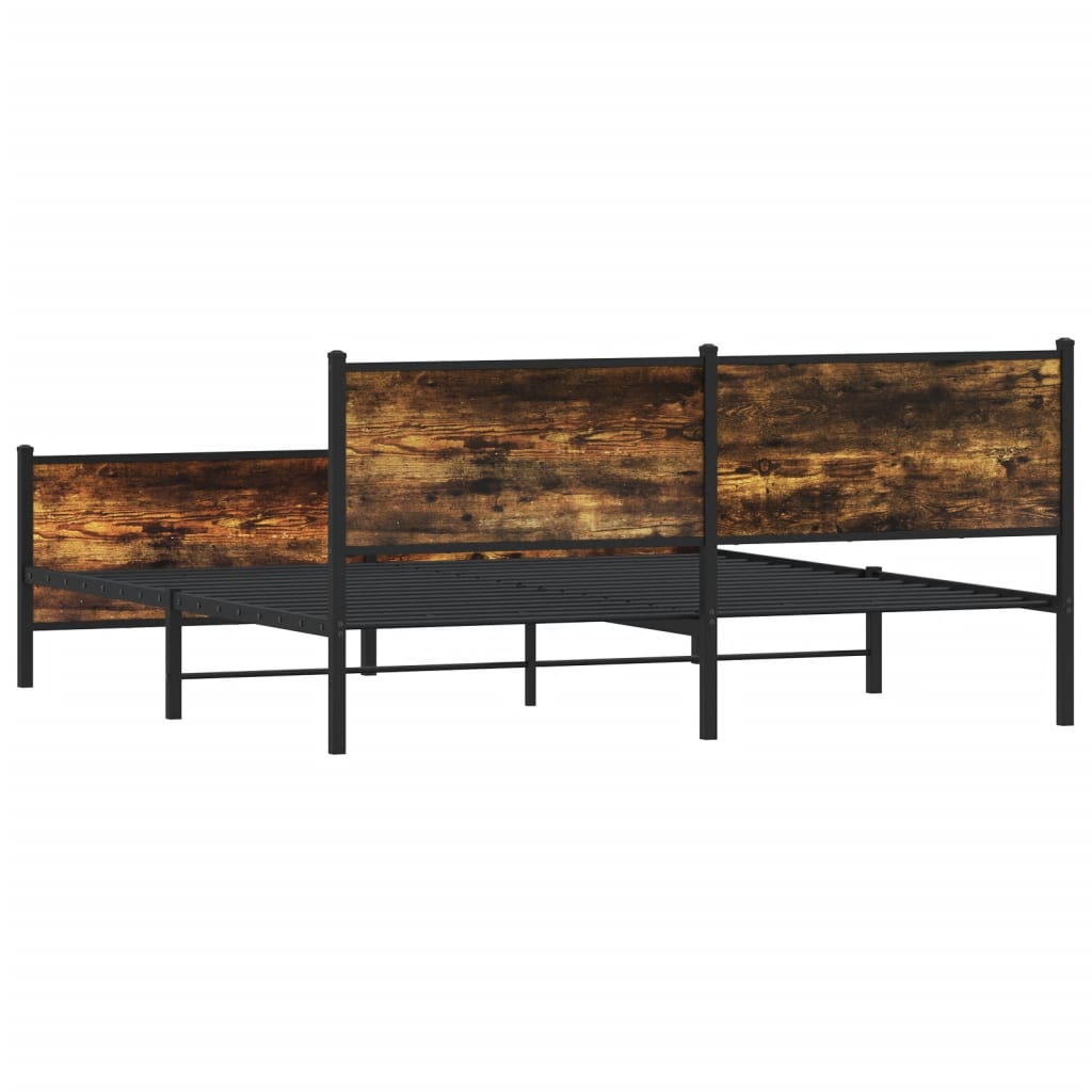 sengeramme uden madras 200x200 cm metal røget egetræsfarve