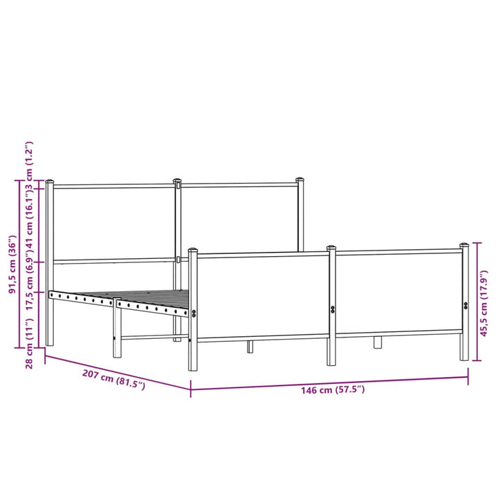 sengeramme uden madras 140x200 cm metal sonoma-eg