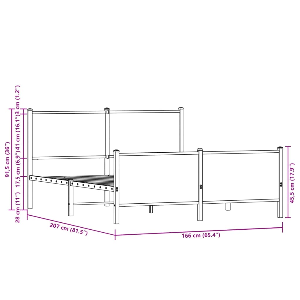 sengeramme uden madras 160x200 cm metal sonoma-eg