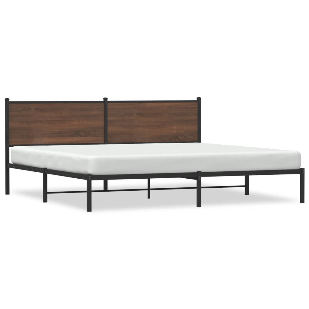 sengeramme uden madras 200x200 cm metal brun egetræsfarve