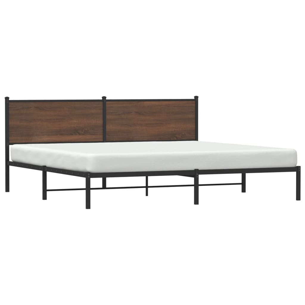sengeramme uden madras 200x200 cm metal brun egetræsfarve