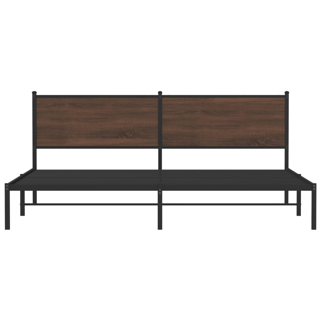 sengeramme uden madras 200x200 cm metal brun egetræsfarve