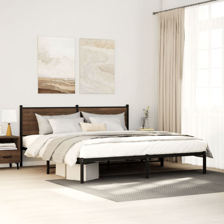 sengeramme uden madras 200x200 cm metal brun egetræsfarve