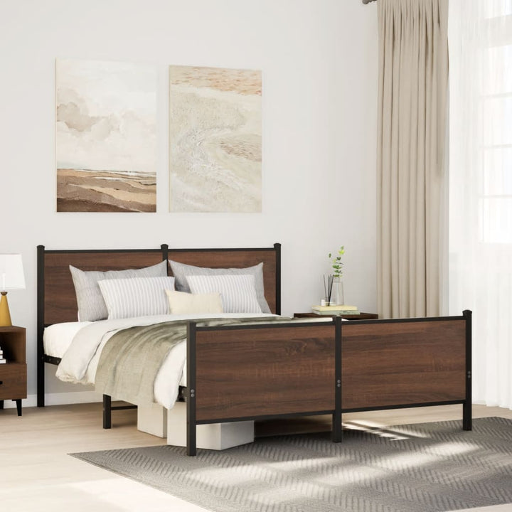 sengeramme 140x190 cm uden madras metal brun egetræsfarve