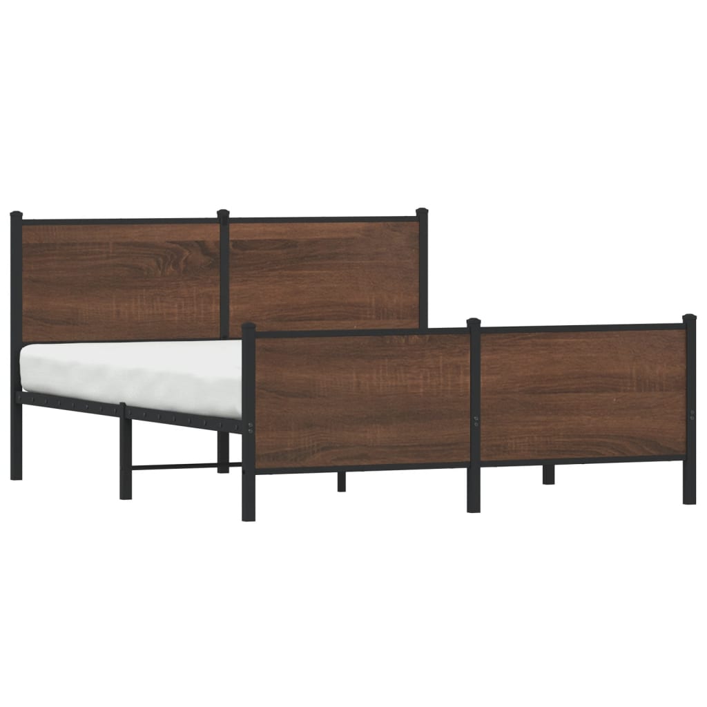 sengeramme uden madras 150x200 cm metal brun egetræsfarve