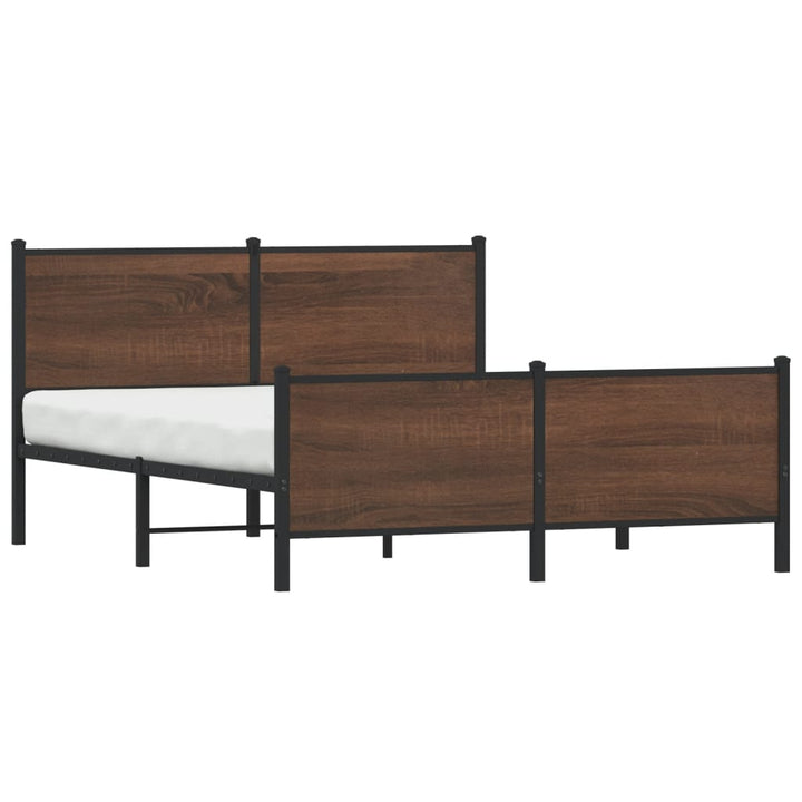 sengeramme uden madras 150x200 cm metal brun egetræsfarve