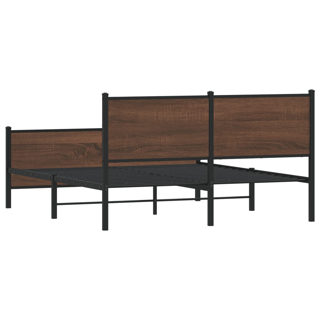 sengeramme uden madras 160x200 cm metal brun egetræsfarve