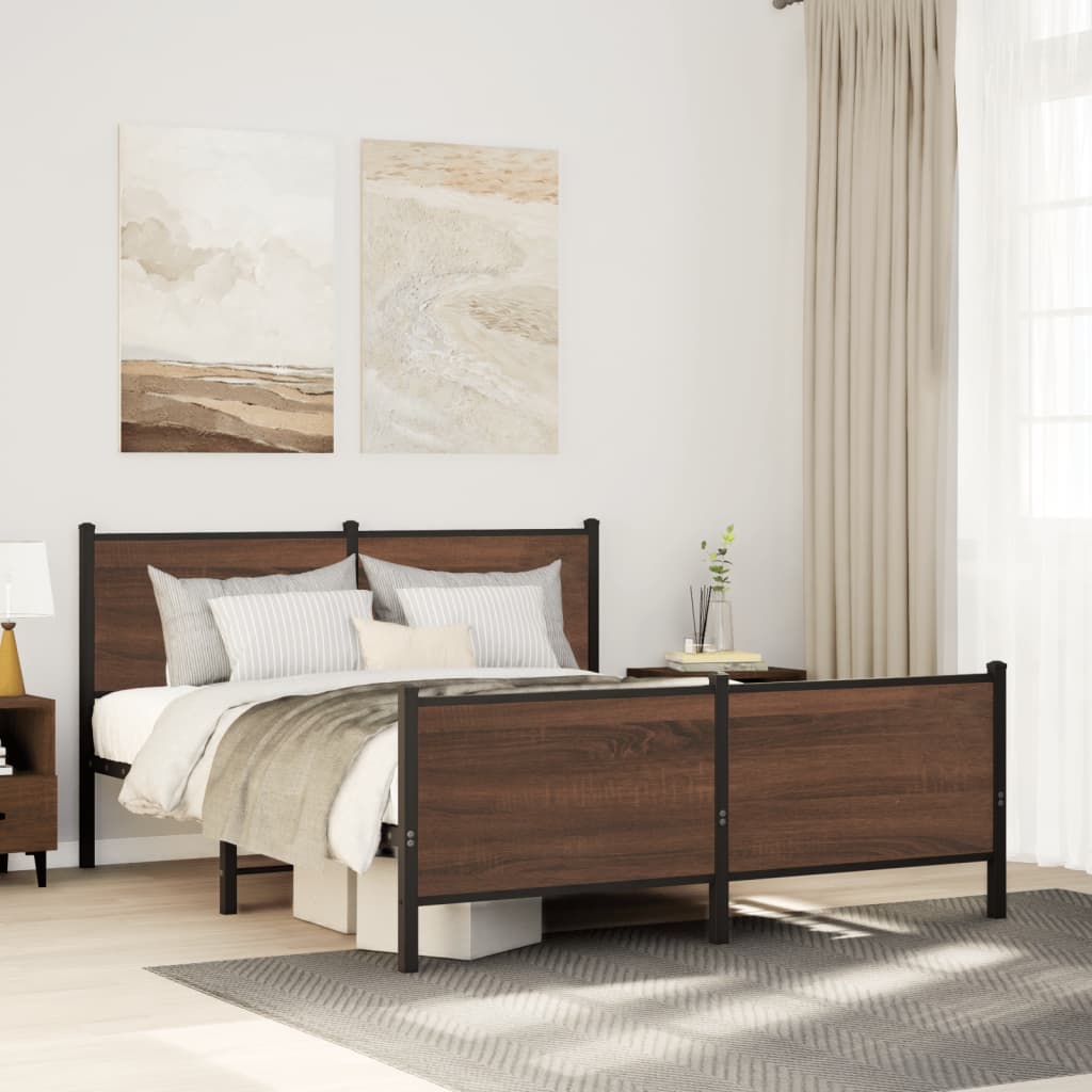 sengeramme uden madras 160x200 cm metal brun egetræsfarve