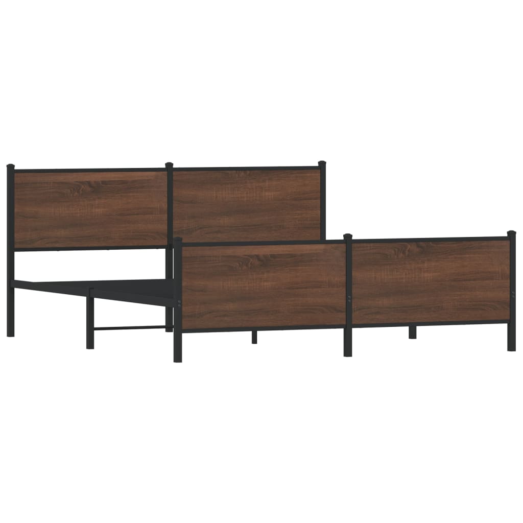 sengeramme uden madras 183x213 cm metal brun egetræsfarve