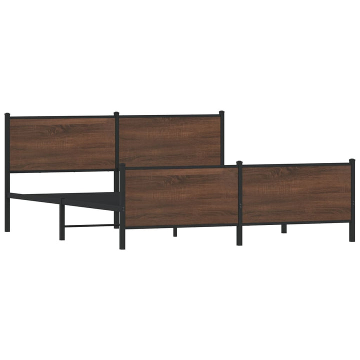 sengeramme uden madras 183x213 cm metal brun egetræsfarve