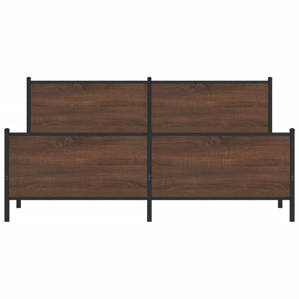 sengeramme uden madras 183x213 cm metal brun egetræsfarve