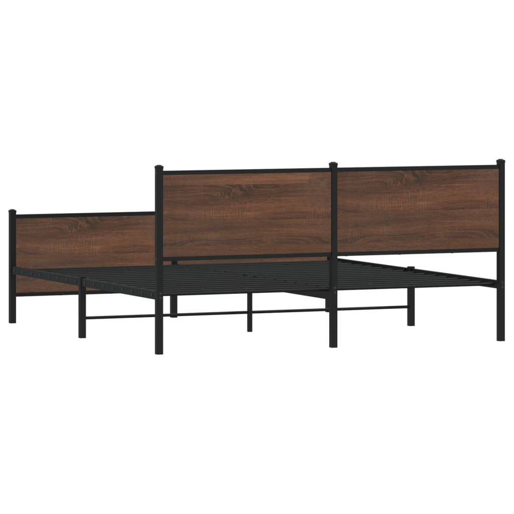 sengeramme uden madras 183x213 cm metal brun egetræsfarve