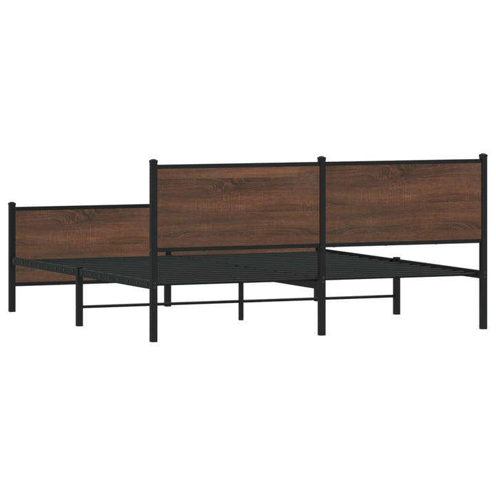 sengeramme uden madras 183x213 cm metal brun egetræsfarve