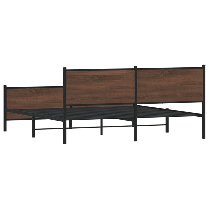 sengeramme uden madras 193x203 cm metal brun egetræsfarve