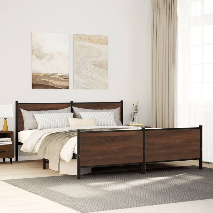 sengeramme uden madras 193x203 cm metal brun egetræsfarve