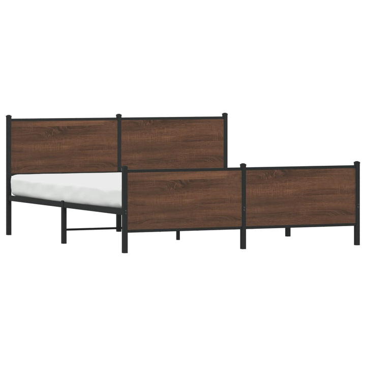 sengeramme uden madras 200x200 cm metal brun egetræsfarve