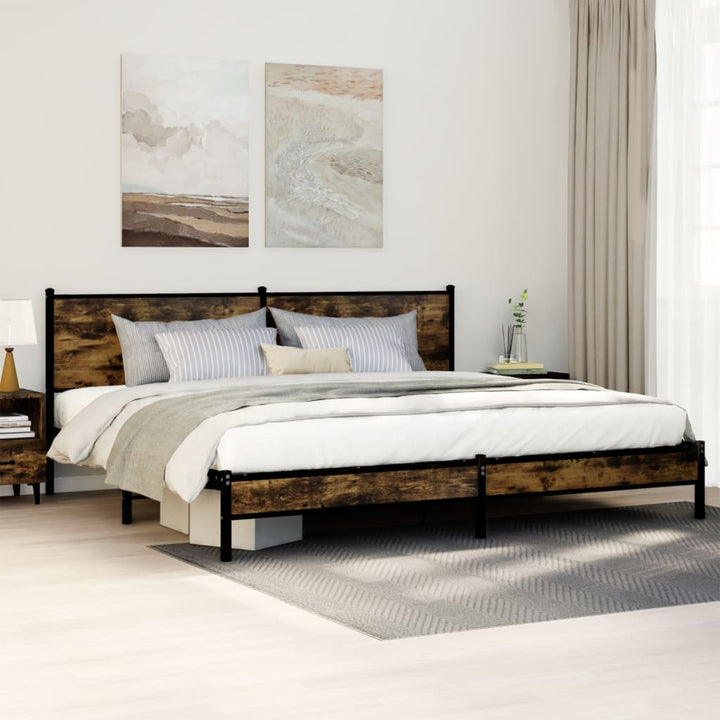 sengeramme uden madras 193x203 cm metal røget egetræsfarve