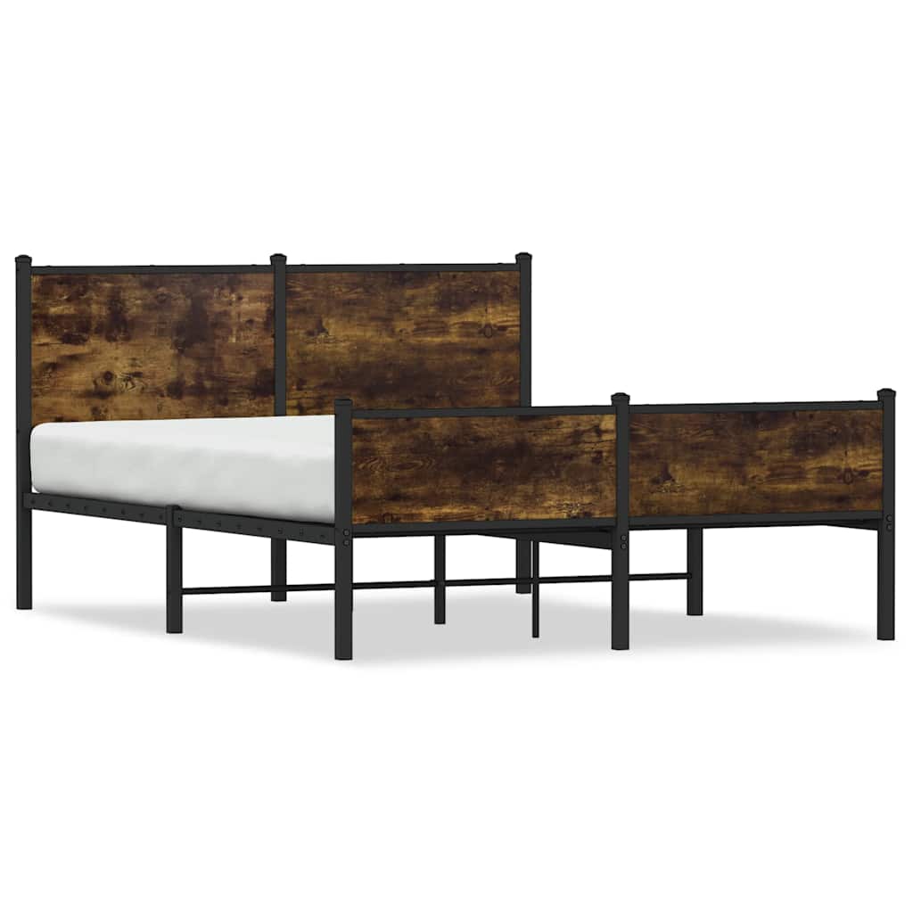 sengeramme uden madras 150x200 cm metal røget egetræsfarve