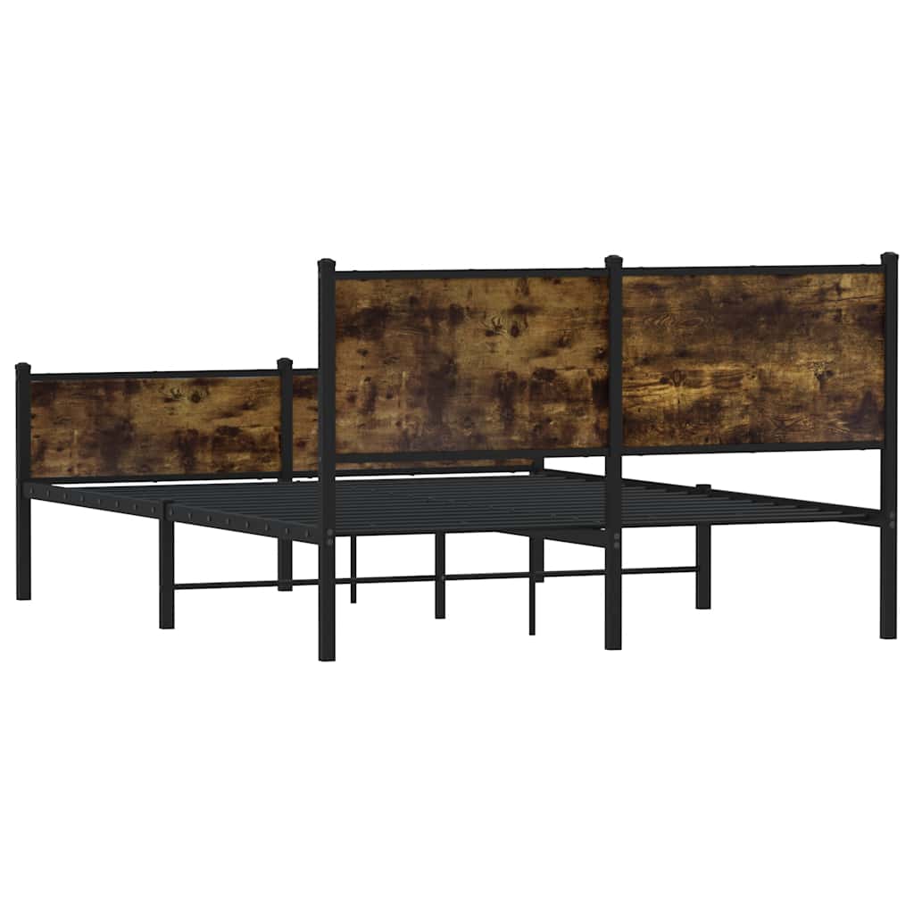 sengeramme uden madras 150x200 cm metal røget egetræsfarve