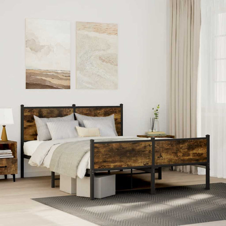 sengeramme uden madras 150x200 cm metal røget egetræsfarve