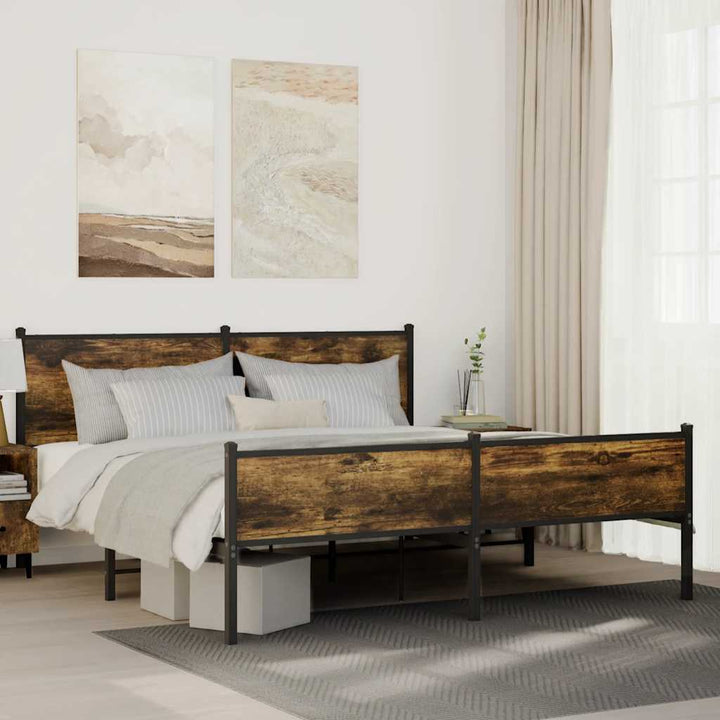sengeramme uden madras 180x200 cm metal røget egetræsfarve