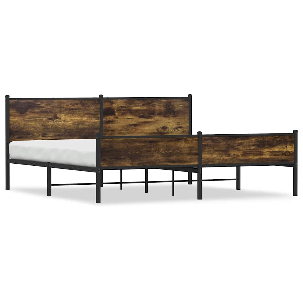 sengeramme uden madras 200x200 cm metal røget egetræsfarve