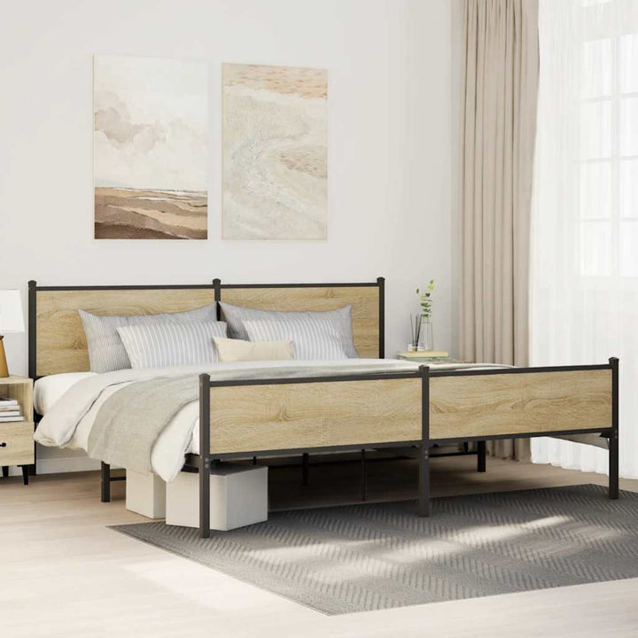 sengeramme uden madras 200x200 cm metal sonoma-eg