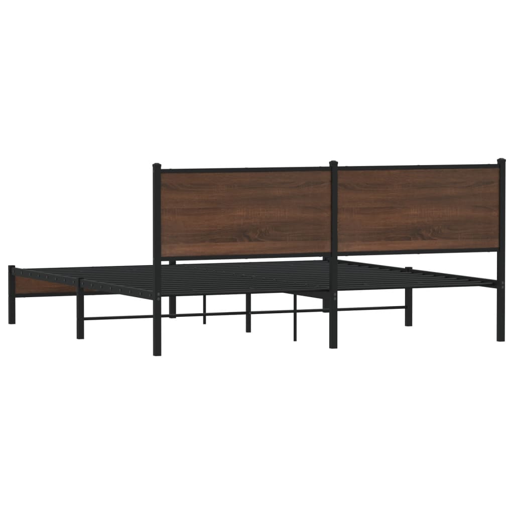 sengeramme uden madras 180x200 cm metal brun egetræsfarve