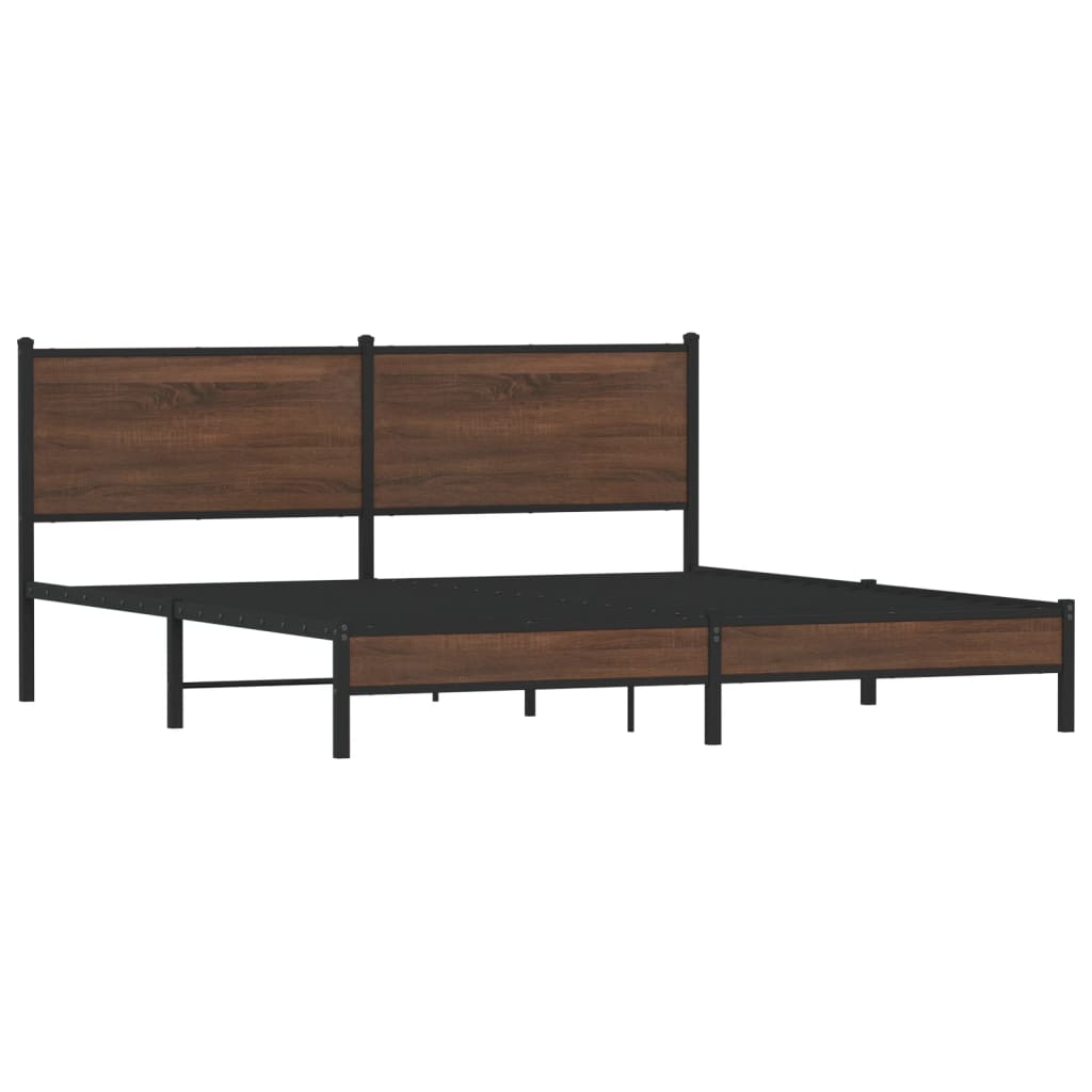 sengeramme uden madras 183x213 cm metal brun egetræsfarve