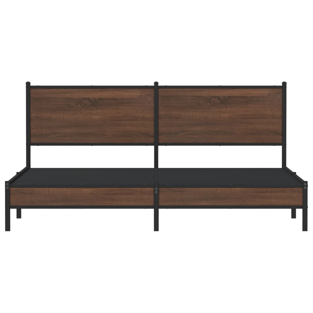 sengeramme uden madras 183x213 cm metal brun egetræsfarve