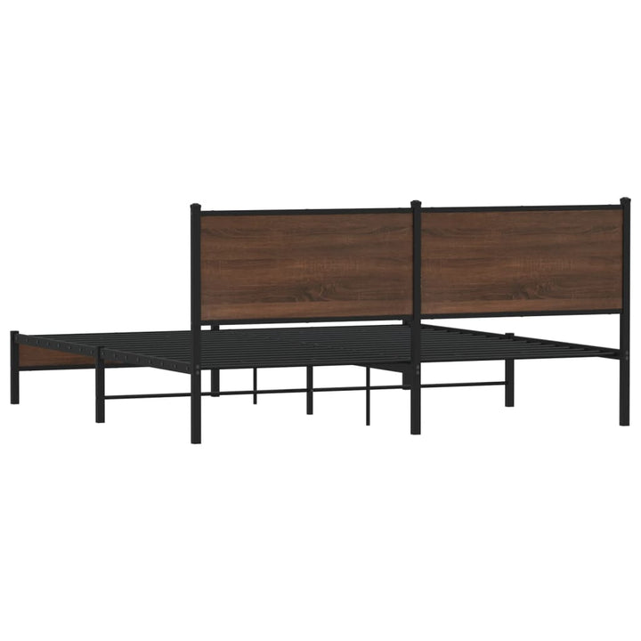 sengeramme uden madras 183x213 cm metal brun egetræsfarve