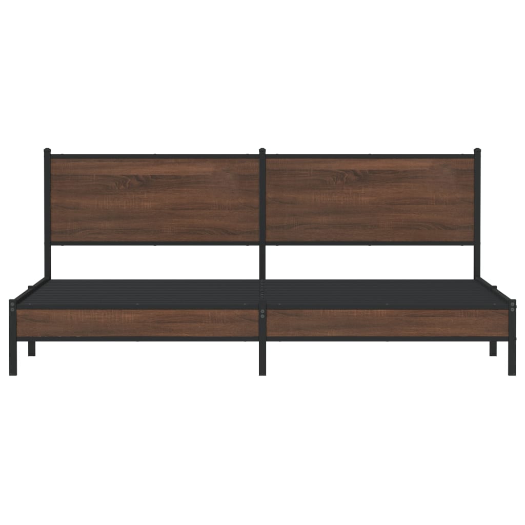 sengeramme uden madras 193x203 cm metal brun egetræsfarve