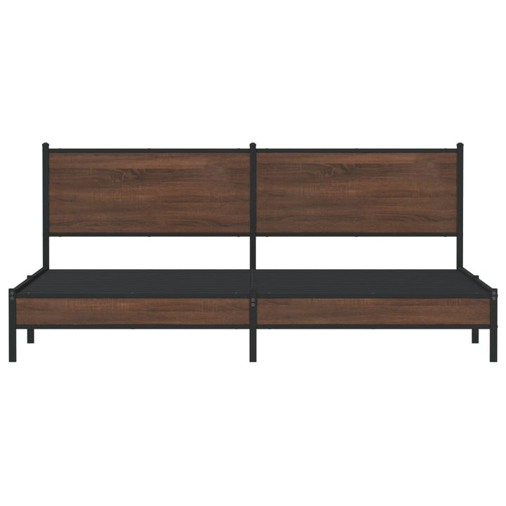 sengeramme uden madras 193x203 cm metal brun egetræsfarve