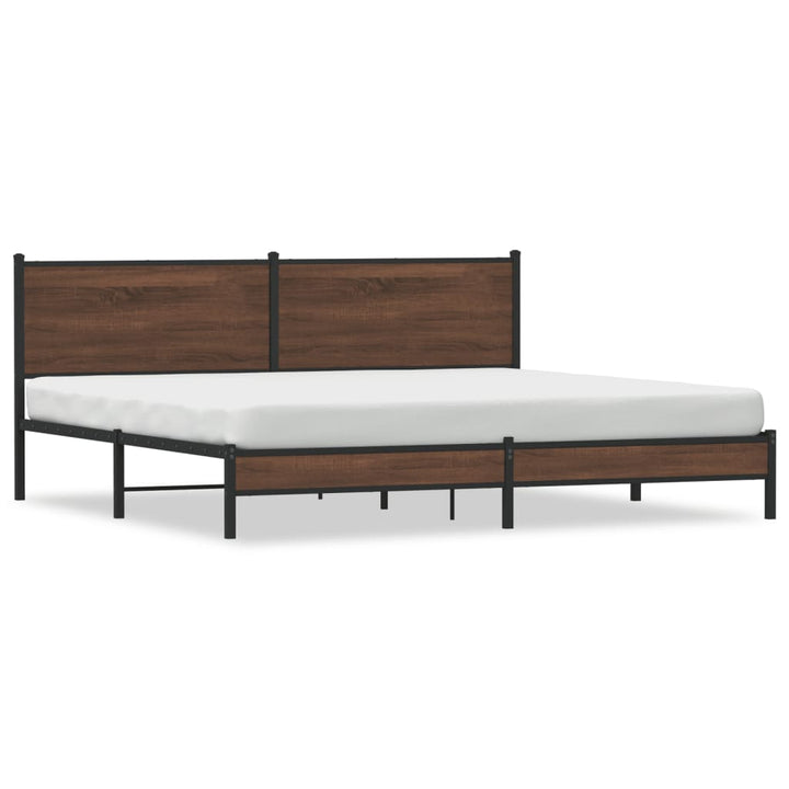 sengeramme uden madras 200x200 cm metal brun egetræsfarve