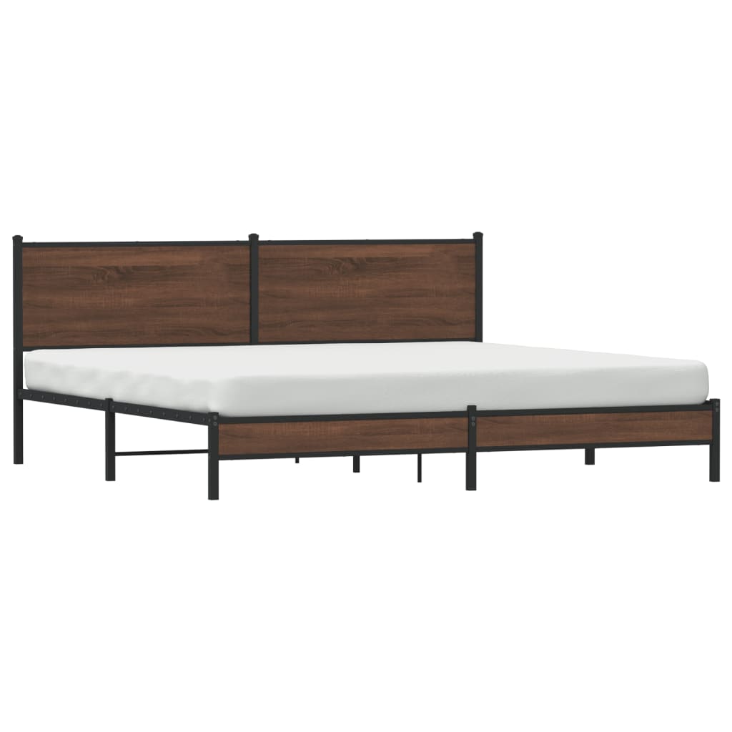 sengeramme uden madras 200x200 cm metal brun egetræsfarve
