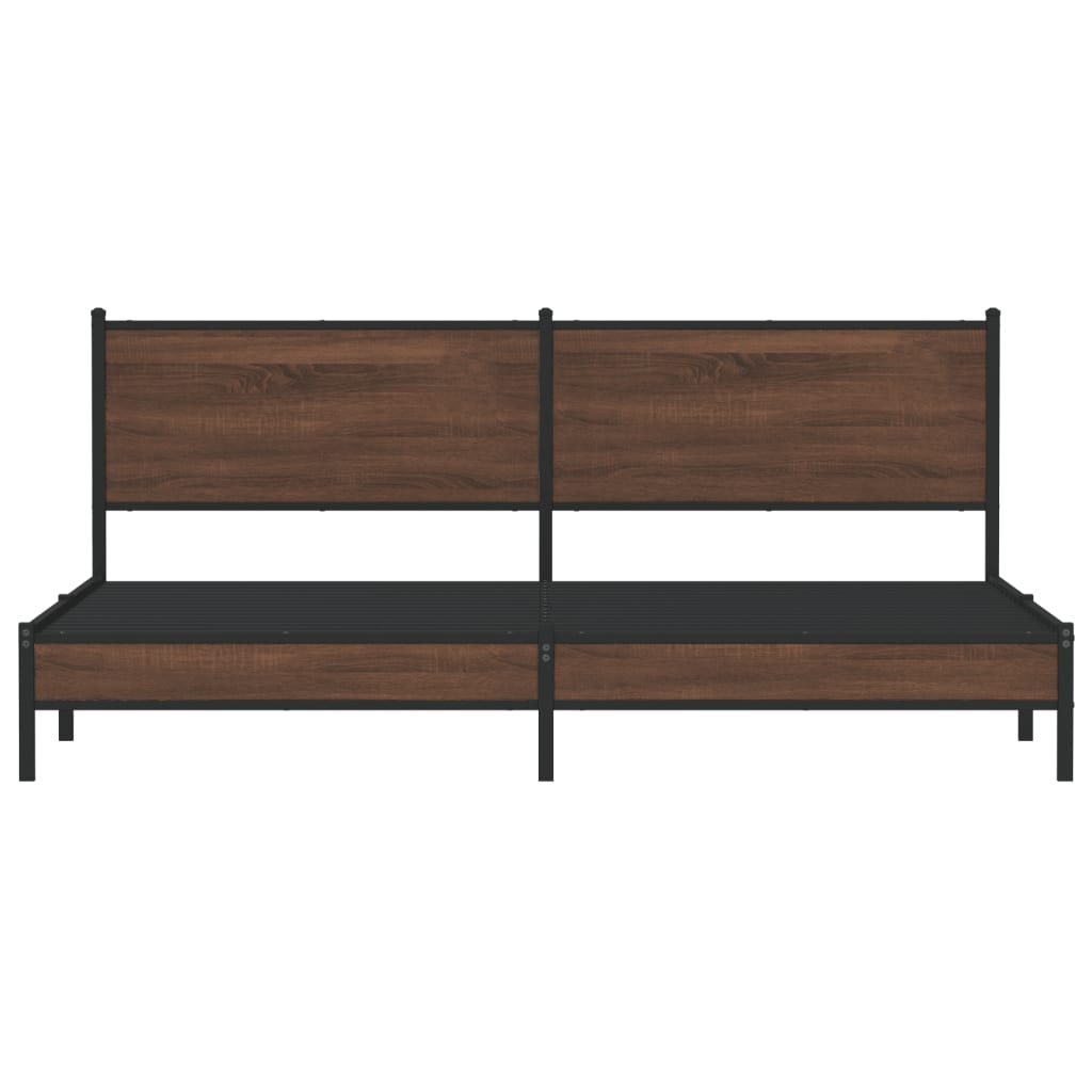 sengeramme uden madras 200x200 cm metal brun egetræsfarve