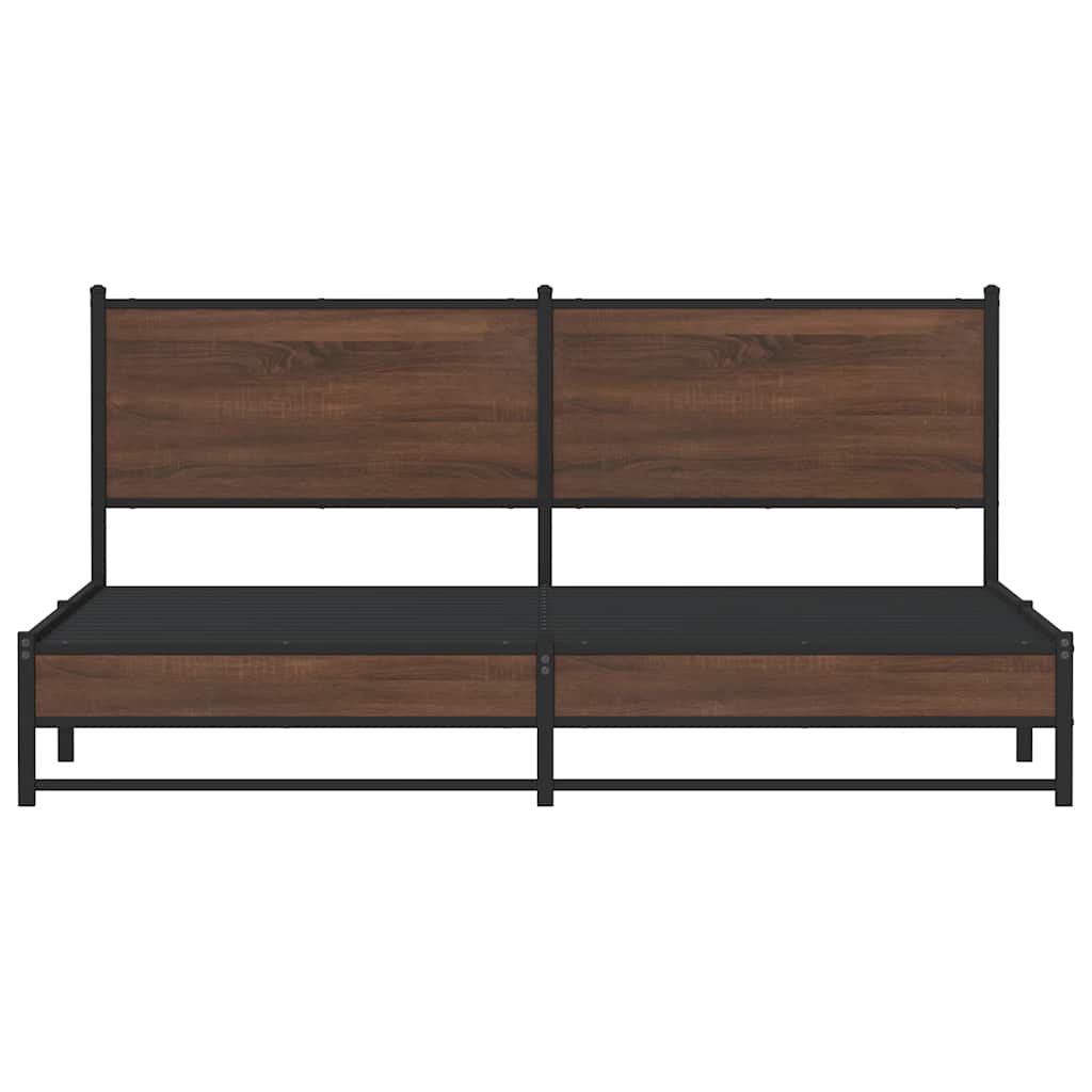 sengeramme uden madras 180x200 cm metal brun egetræsfarve