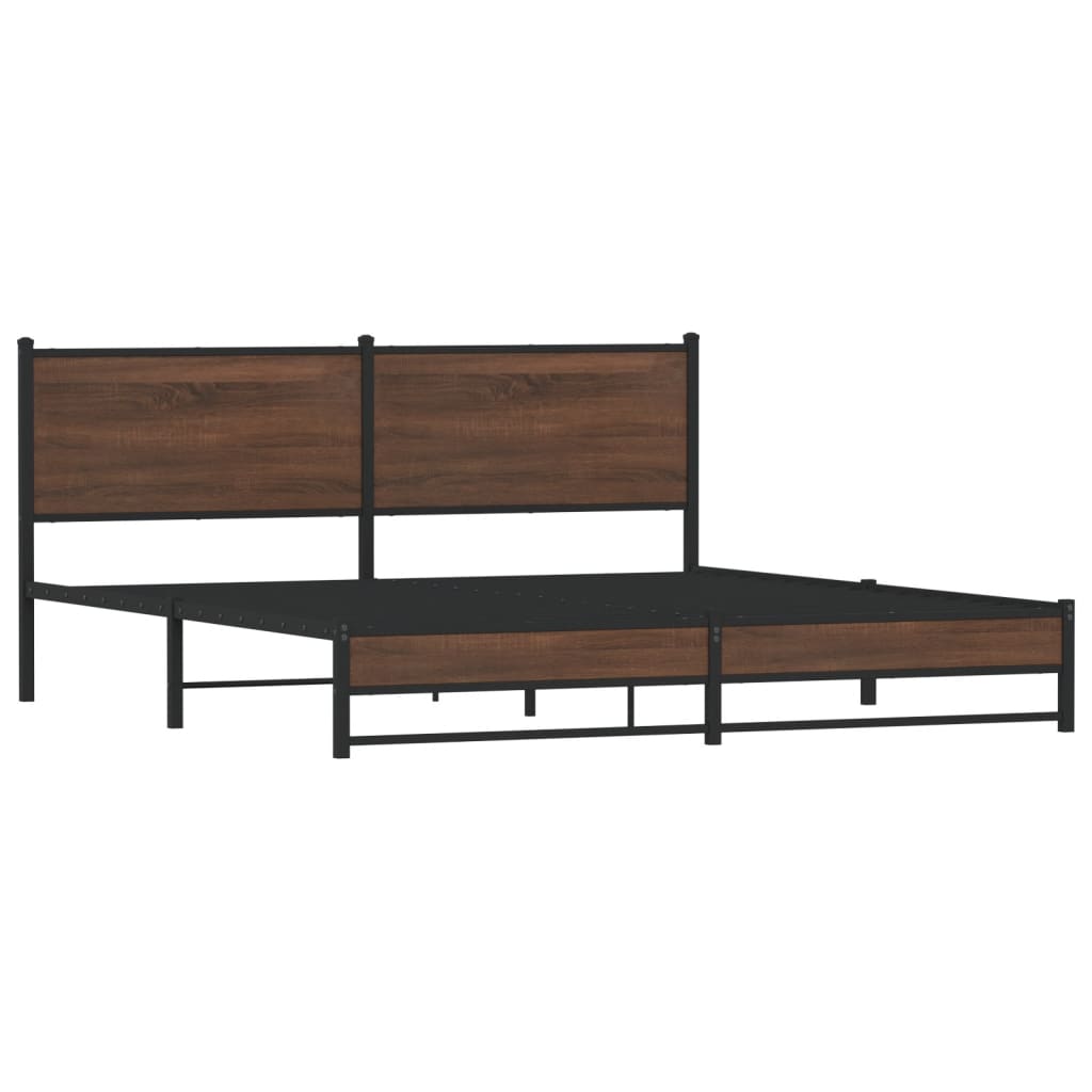 sengeramme uden madras 183x213 cm metal brun egetræsfarve