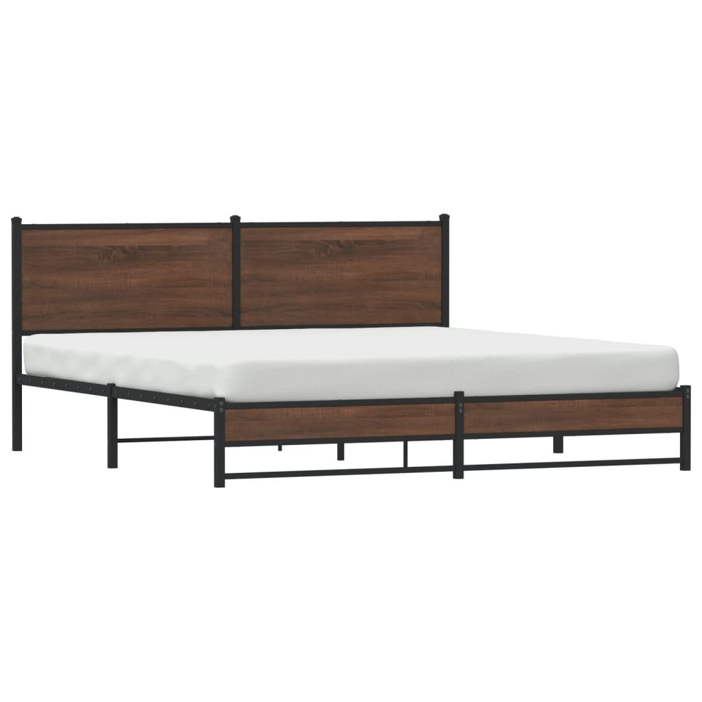 sengeramme uden madras 183x213 cm metal brun egetræsfarve
