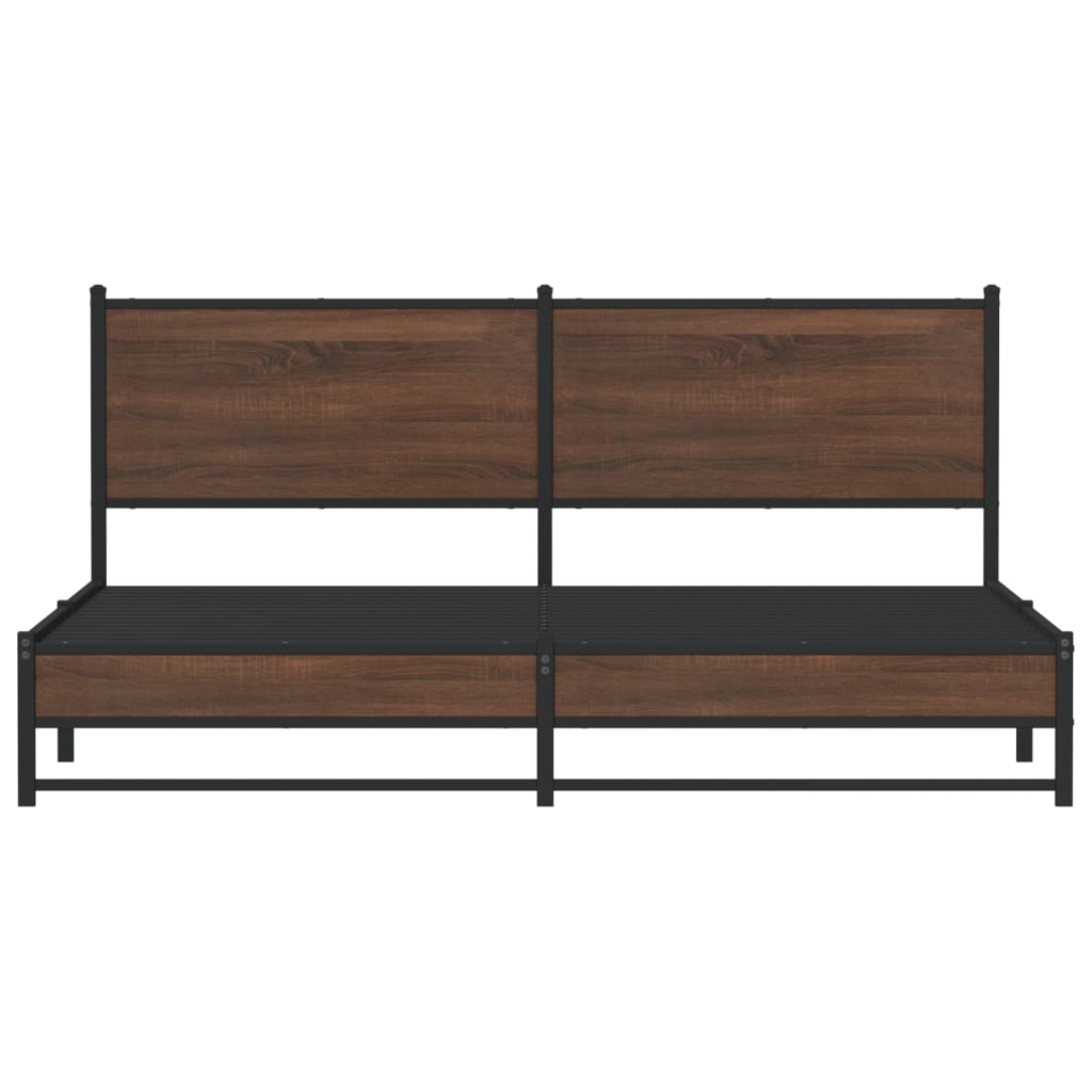 sengeramme uden madras 183x213 cm metal brun egetræsfarve