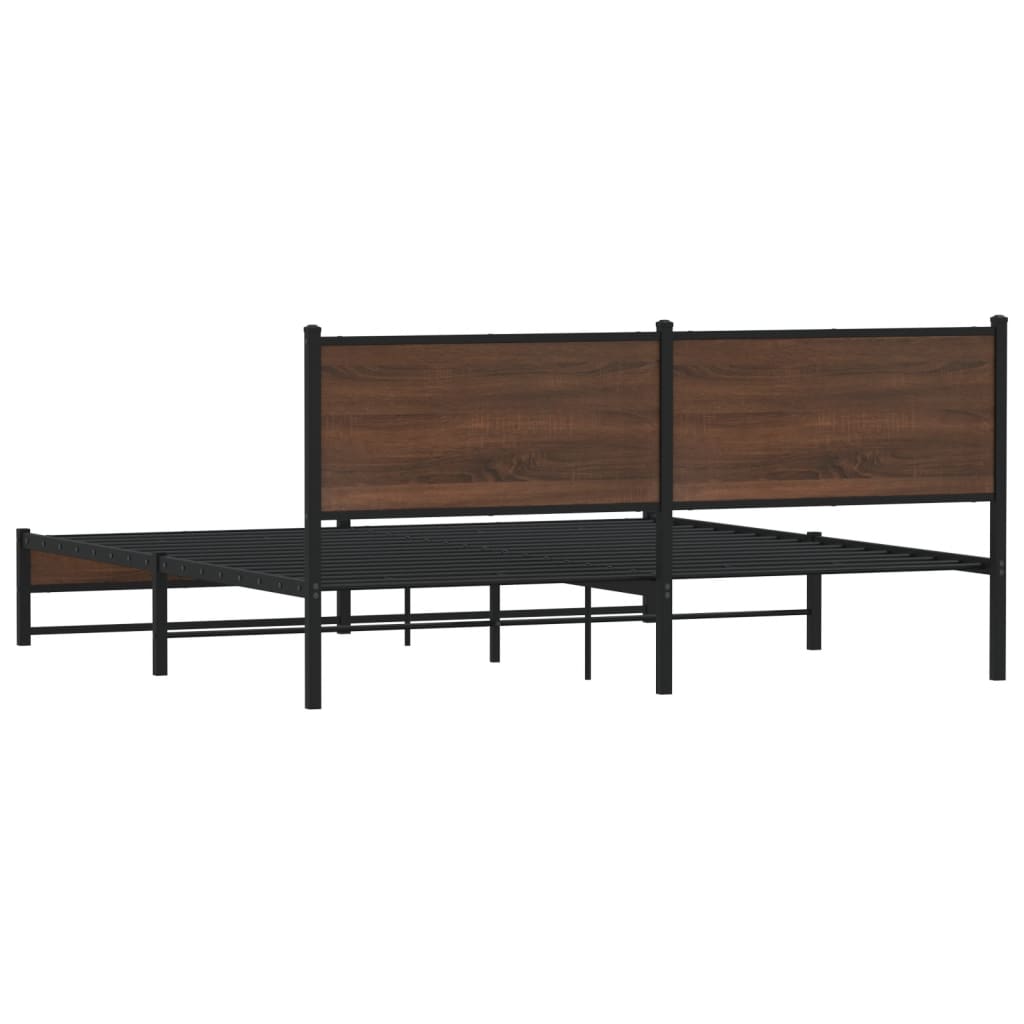 sengeramme uden madras 183x213 cm metal brun egetræsfarve
