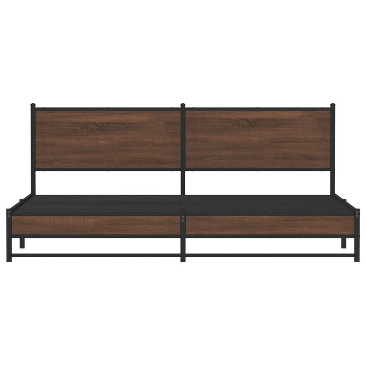sengeramme uden madras 193x203 cm metal brun egetræsfarve