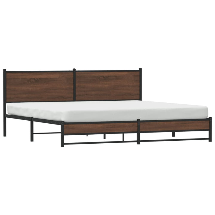 sengeramme uden madras 200x200 cm metal brun egetræsfarve