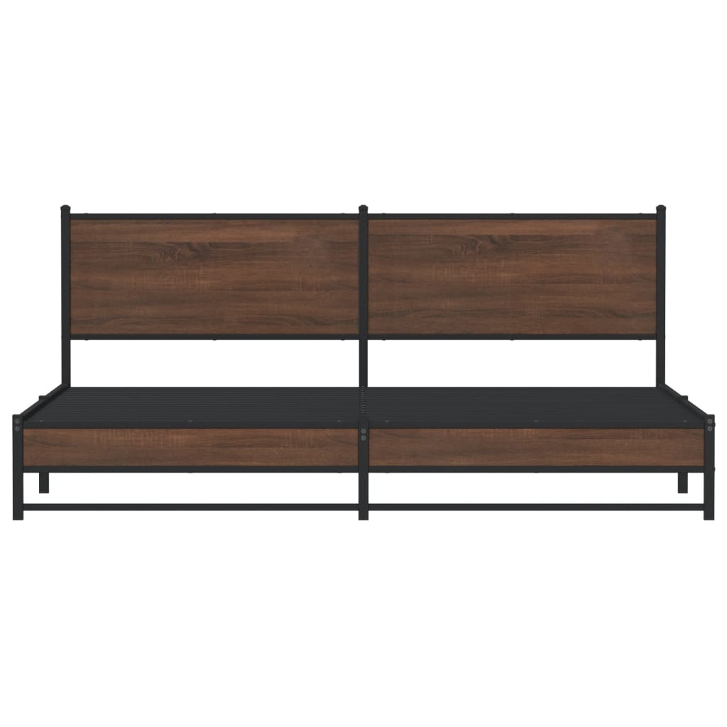 sengeramme uden madras 200x200 cm metal brun egetræsfarve