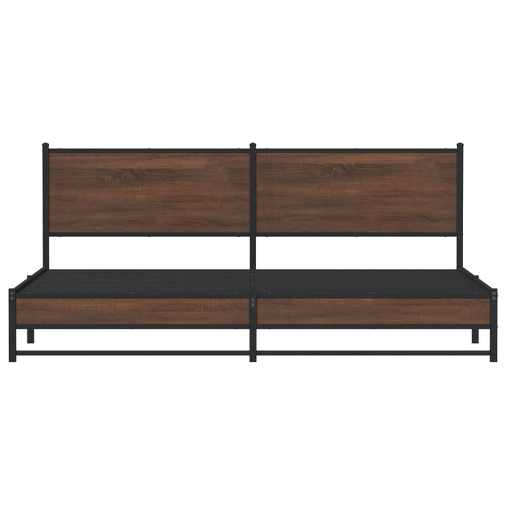 sengeramme uden madras 200x200 cm metal brun egetræsfarve