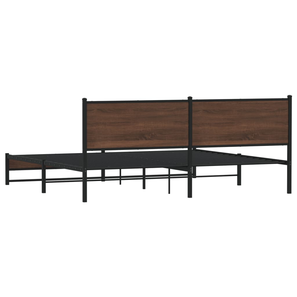 sengeramme uden madras 200x200 cm metal brun egetræsfarve